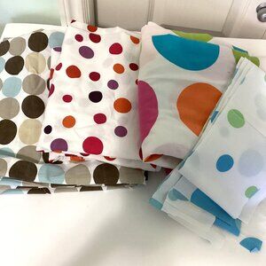 Big Bundle of Cotton Fabric Scraps White Material With Big Circles Multicolored